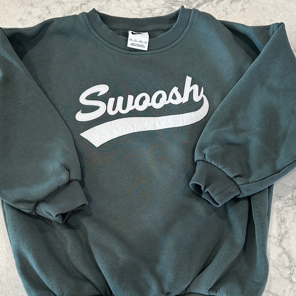 Nike Dark Green Crewneck Sweatshirt with White Swoosh Script